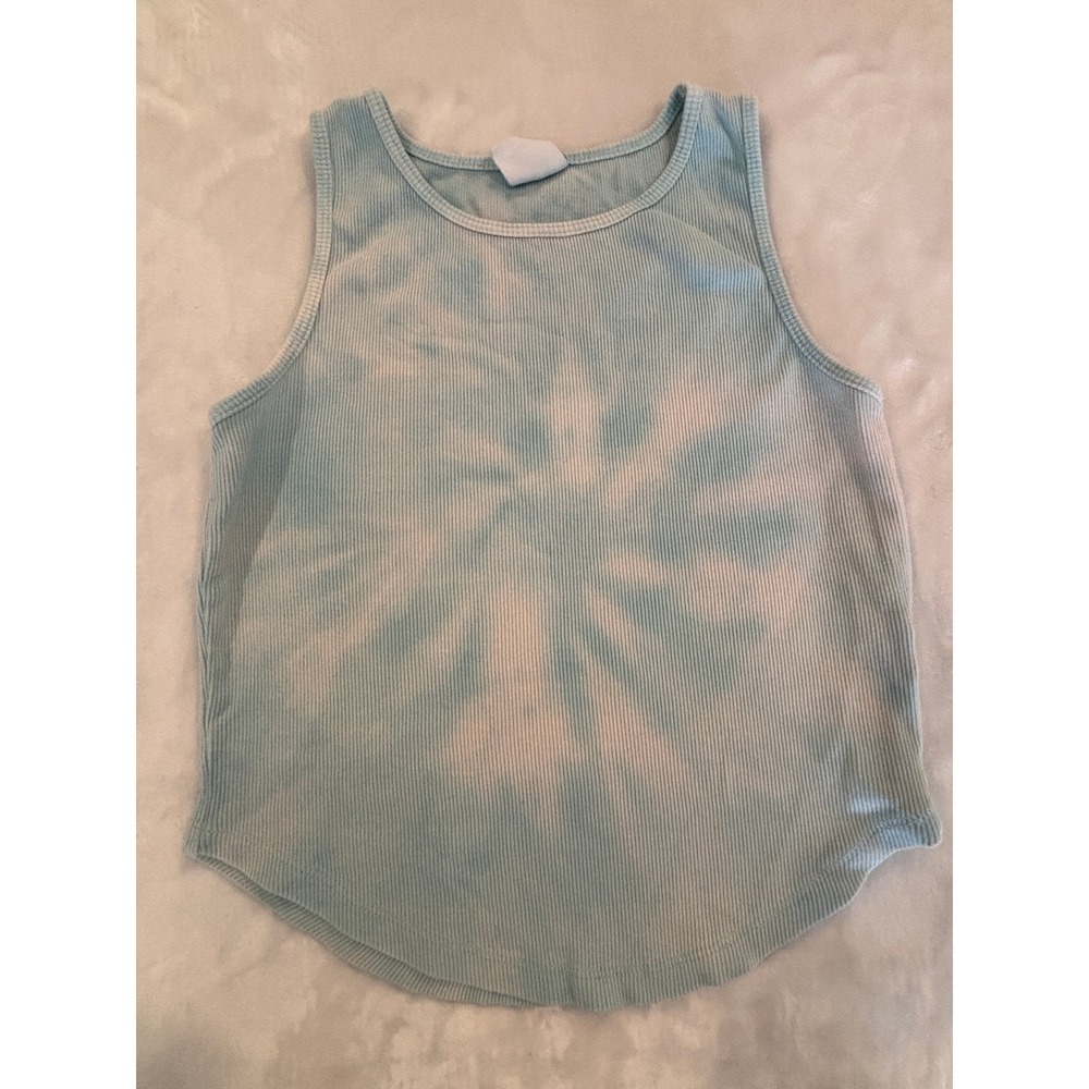 Zara Girls Blue Tie Dye Ribbed Tank Top Sleeveless Curved Hem Size 11-12 152cm